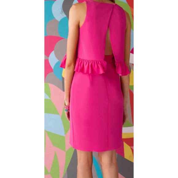 Trina Turk Sz 4 KAYLEEN Dress Magenta Fuchsia Pink Open Split Back - Picture 14 of 15
